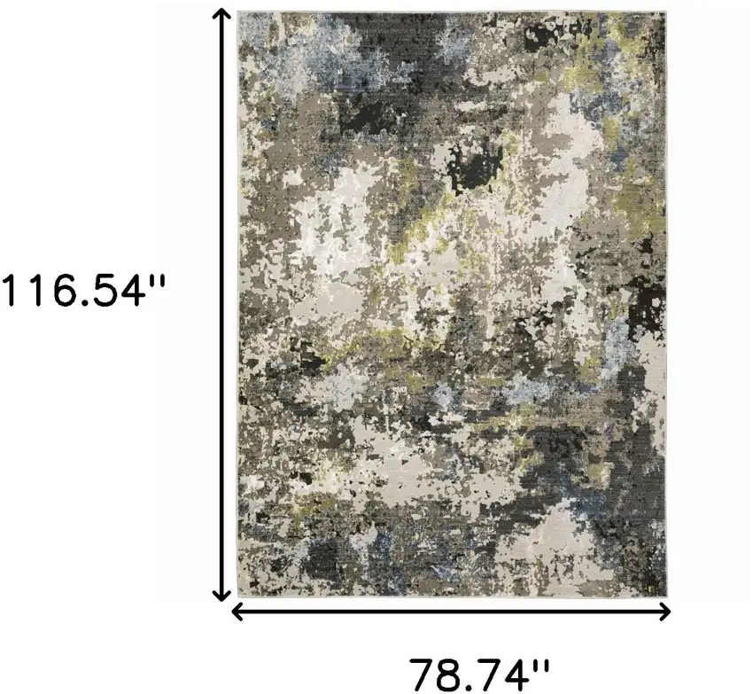 Blue and Gray Abstract Power Loom Area Rug Photo 3