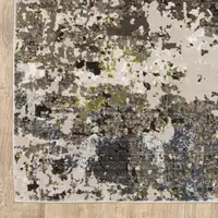 Photo of Grey Green Gold Blue And Beige Abstract Power Loom Stain Resistant Area Rug