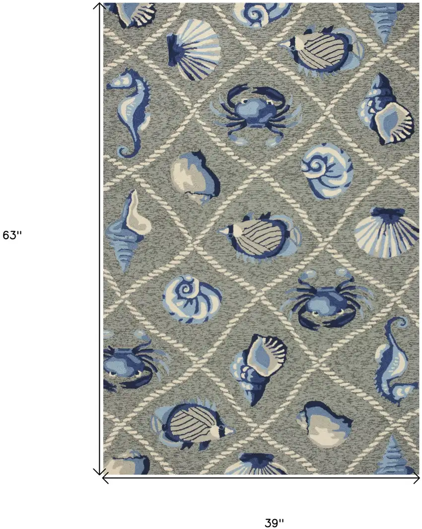 Gray Abstract Handmade Indoor Outdoor Area Rug Photo 3
