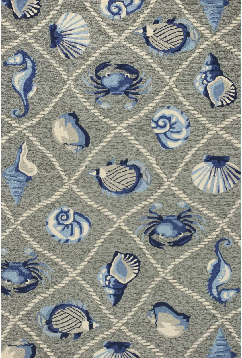 Gray Abstract Handmade Indoor Outdoor Area Rug Photo 2