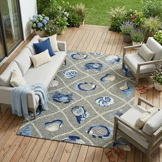 Gray Abstract Indoor Outdoor Area Rug Photo 1