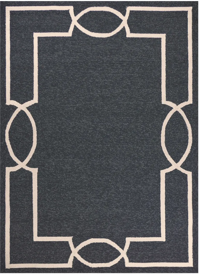 Grey Hand Hooked UV Treated Distressed Traditional Floral Indoor Outdoor Area Rug Photo 5