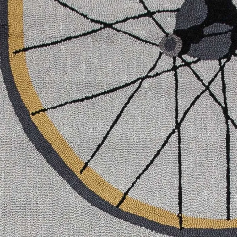Grey Hand Hooked Wheels Indoor Accent Rug Photo 4