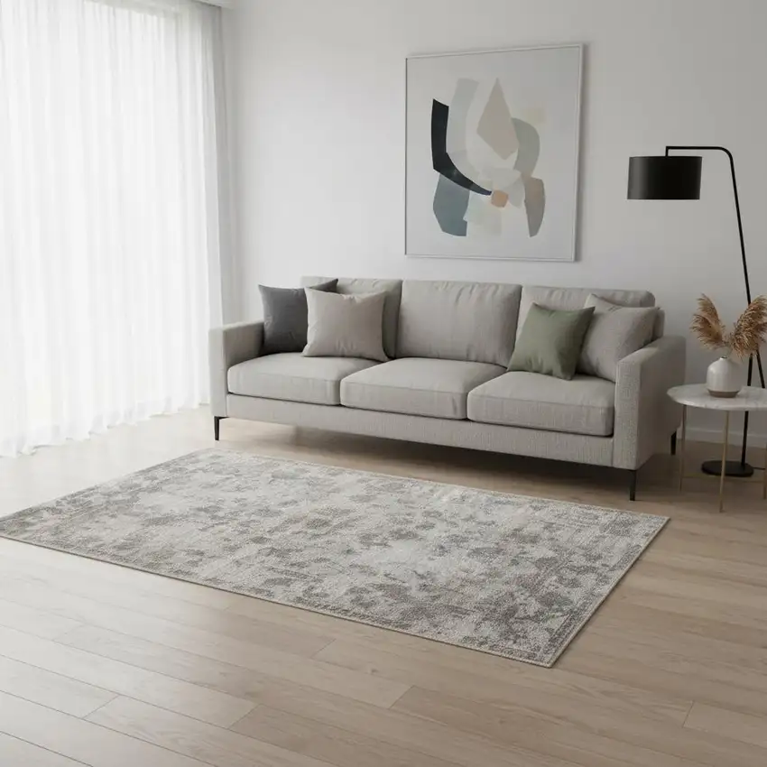 Beige Tan And Gold Abstract Hand Loomed Distressed Area Rug Photo 1