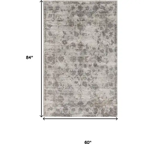 Beige Tan And Gold Abstract Hand Loomed Distressed Area Rug Photo 3