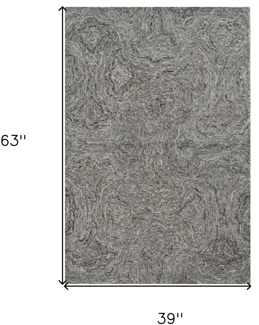 3'X5' Grey Hand Tufted Abstract Indoor Area Rug Photo 5