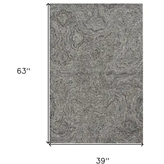 3'X5' Grey Hand Tufted Abstract Indoor Area Rug Photo 5