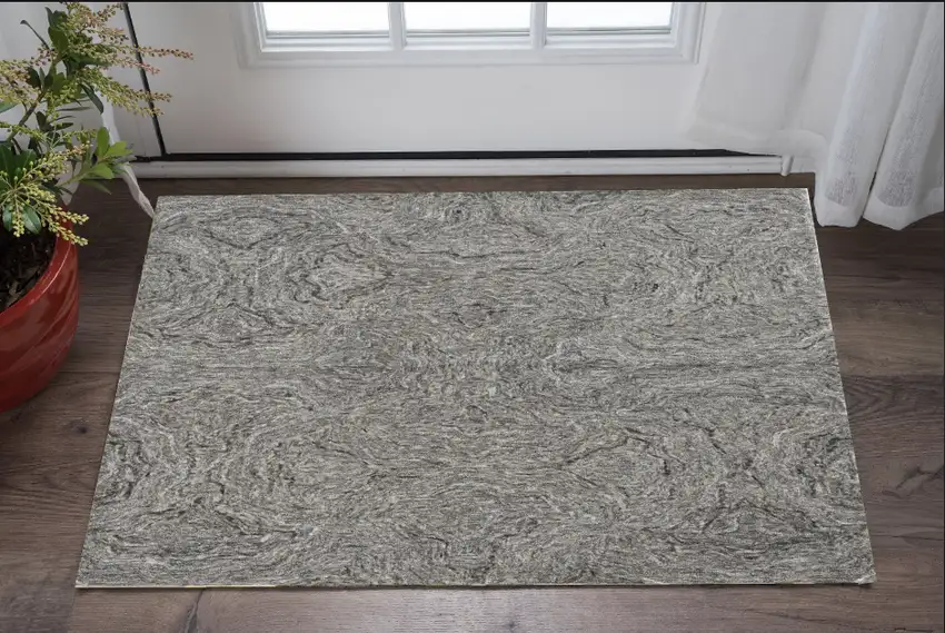 3'X5' Grey Hand Tufted Abstract Indoor Area Rug Photo 2