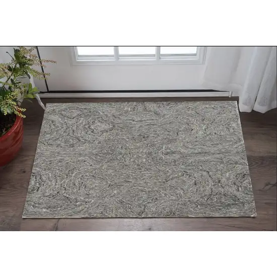 3'X5' Grey Hand Tufted Abstract Indoor Area Rug Photo 2