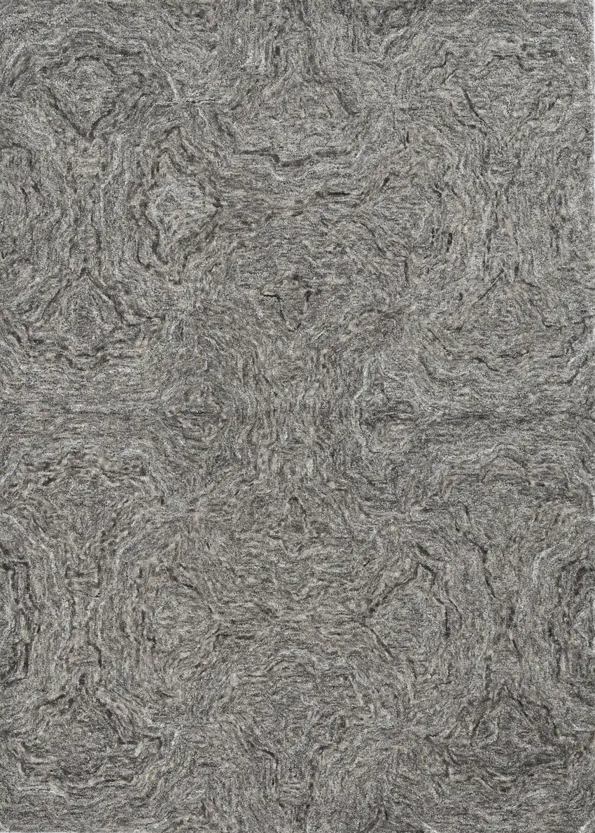 Gray And Dark Gray Abstract Hand Tufted Area Rug Photo 6