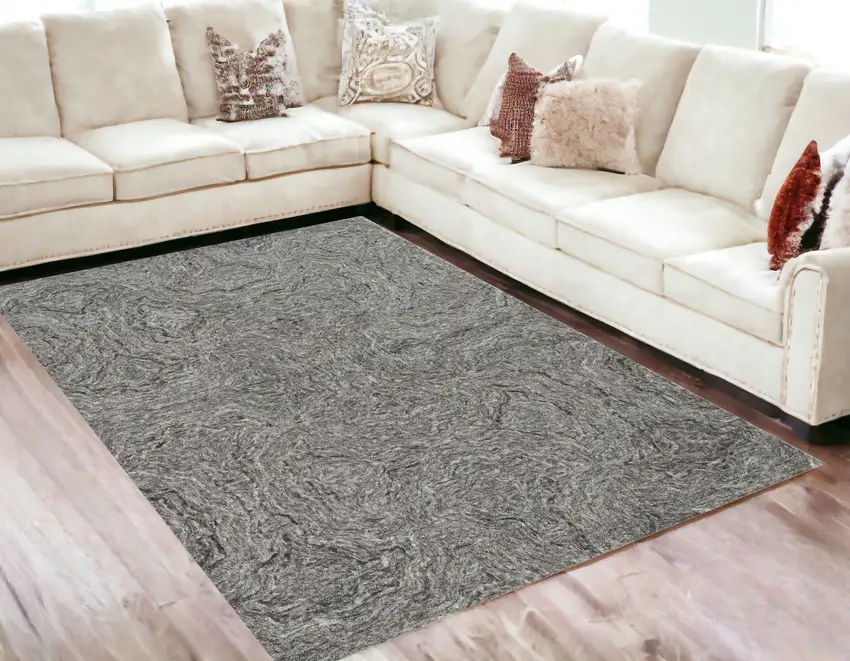 5'X7' Grey Hand Tufted Abstract Indoor Area Rug Photo 1