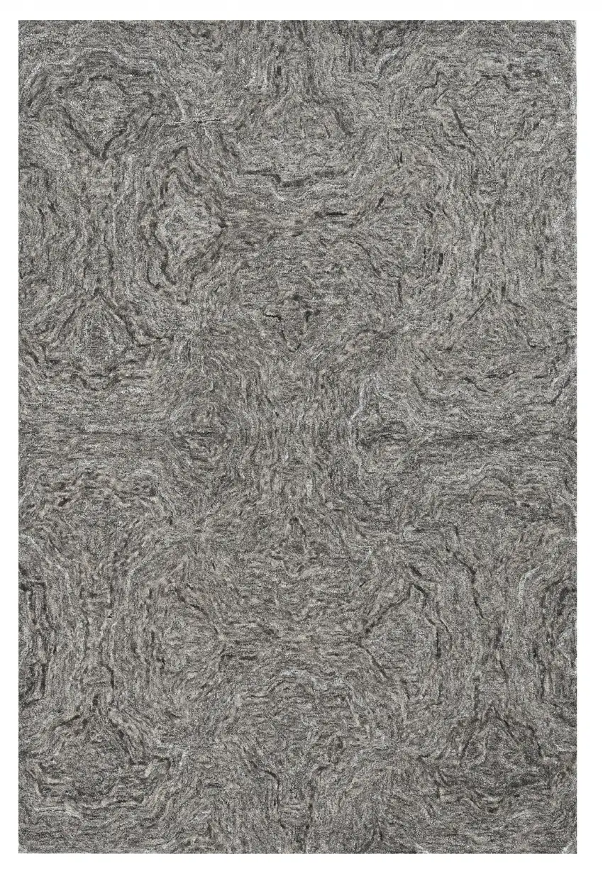 Gray And Dark Gray Abstract Hand Tufted Area Rug Photo 4