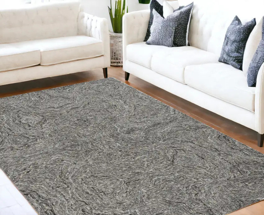 Grey Hand Tufted Abstract Indoor Area Rug Photo 1