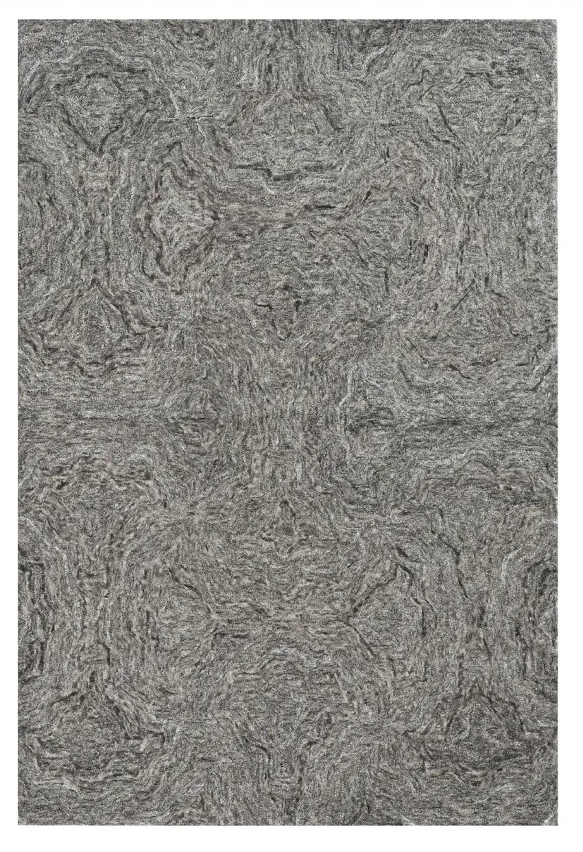 Gray And Dark Gray Abstract Hand Tufted Area Rug Photo 2