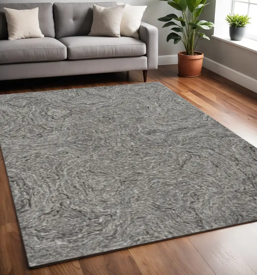 Gray And Dark Gray Abstract Hand Tufted Area Rug Photo 1