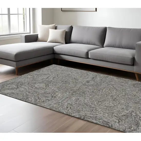 Gray And Dark Gray Wool Abstract Hand Tufted Area Rug Photo 1