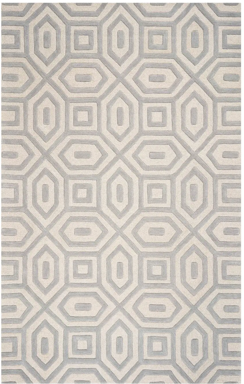 Grey Hand Tufted Geometric Indoor Area Rug Photo 1