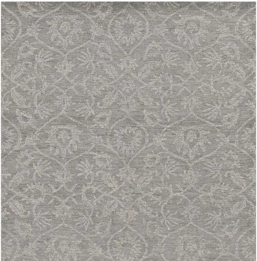 Gray And Light Gray Wool Floral Medallion Hand Tufted Area Rug Photo 6