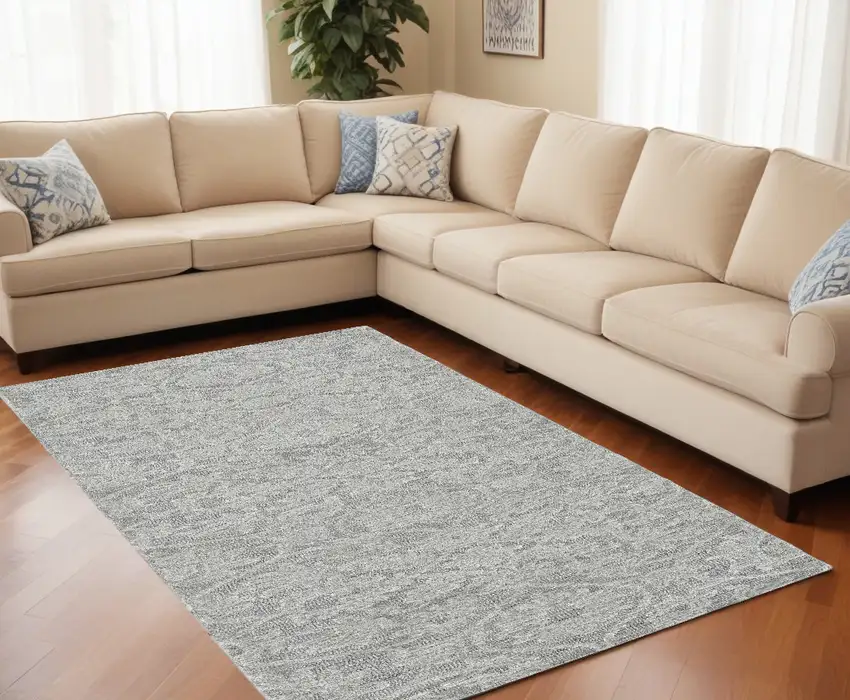 Grey Hand Tufted Space Dyed Ogee Indoor Area Rug Photo 1