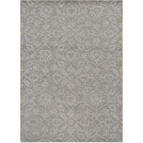 Gray And Light Gray Wool Floral Medallion Hand Tufted Area Rug Photo 2