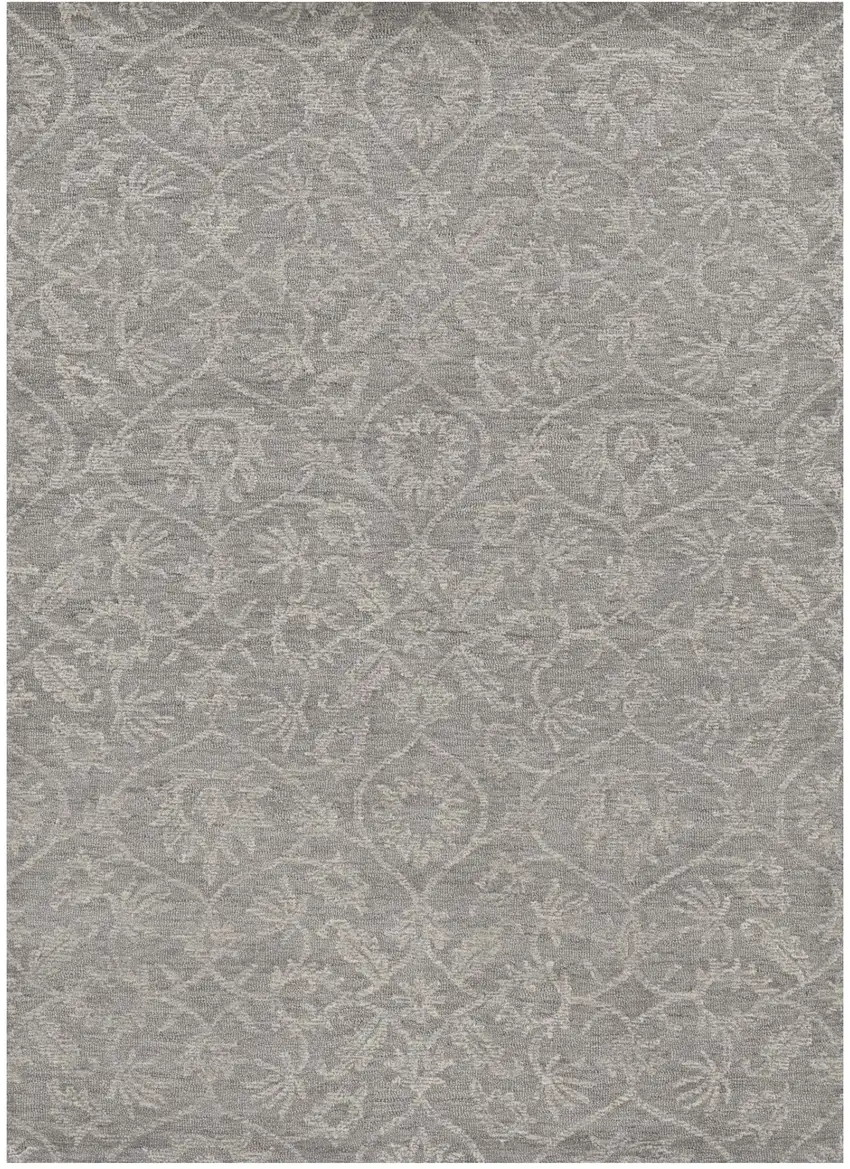 Gray And Light Gray Wool Floral Medallion Hand Tufted Area Rug Photo 2