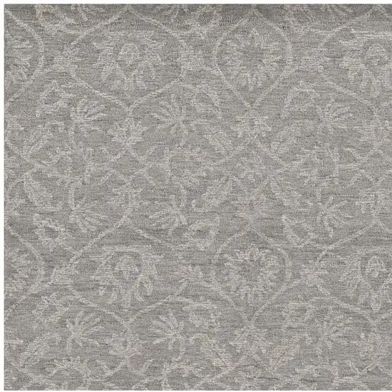 Gray And Light Gray Wool Floral Medallion Hand Tufted Area Rug Photo 5
