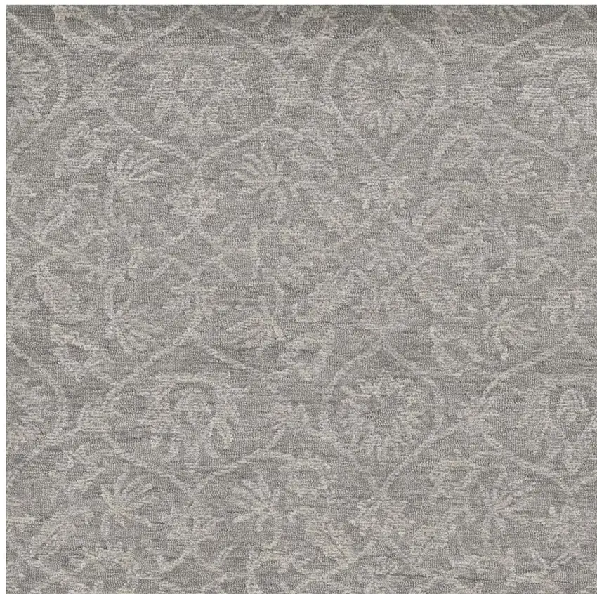 Gray And Light Gray Wool Floral Medallion Hand Tufted Area Rug Photo 5