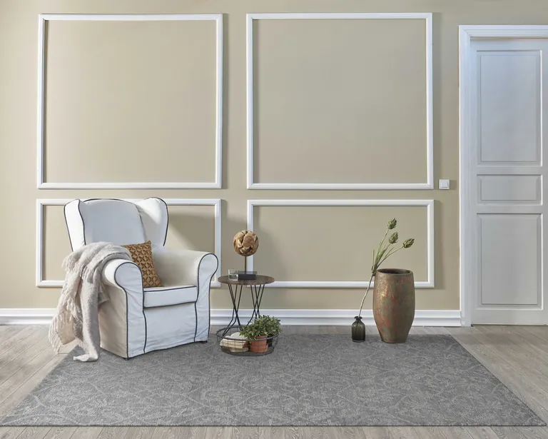 Grey Hand Tufted Space Dyed Ogee Indoor Area Rug Photo 3