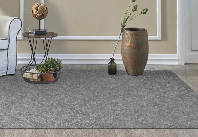 Grey Hand Tufted Space Dyed Ogee Indoor Area Rug Photo 4