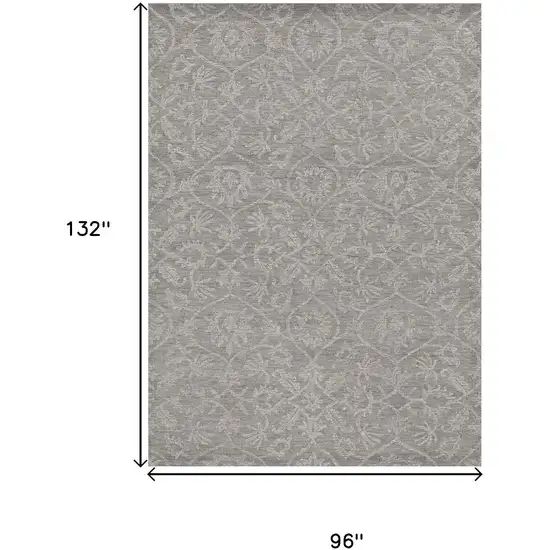 Gray And Light Gray Wool Floral Medallion Hand Tufted Area Rug Photo 4