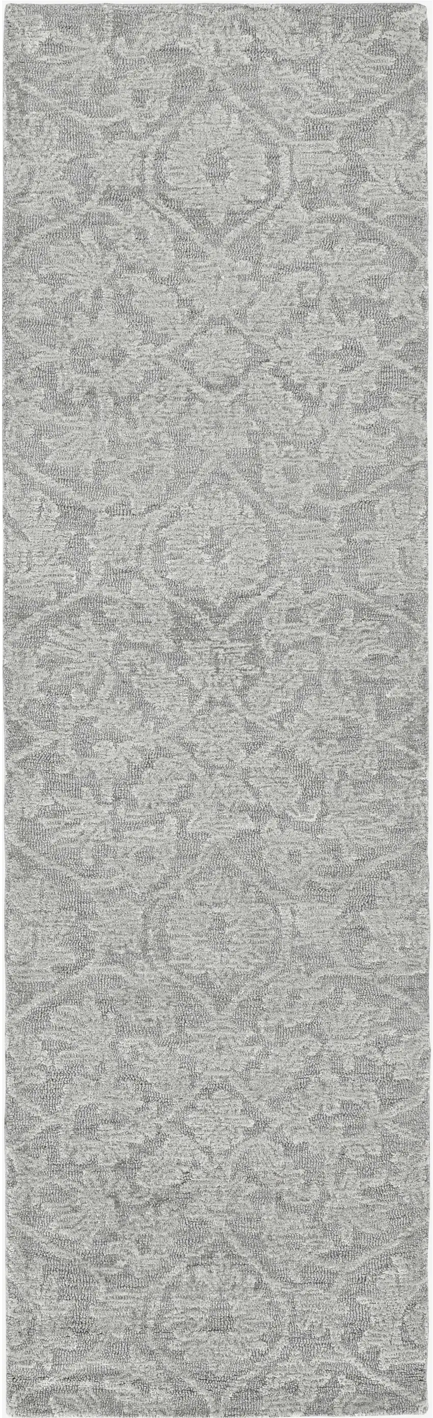 Gray and Light Gray Wool Floral Hand Tufted Area Rug Photo 2