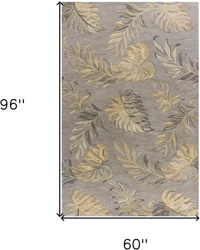 Grey Hand Tufted Tropical Palms Indoor Area Rug Photo 3