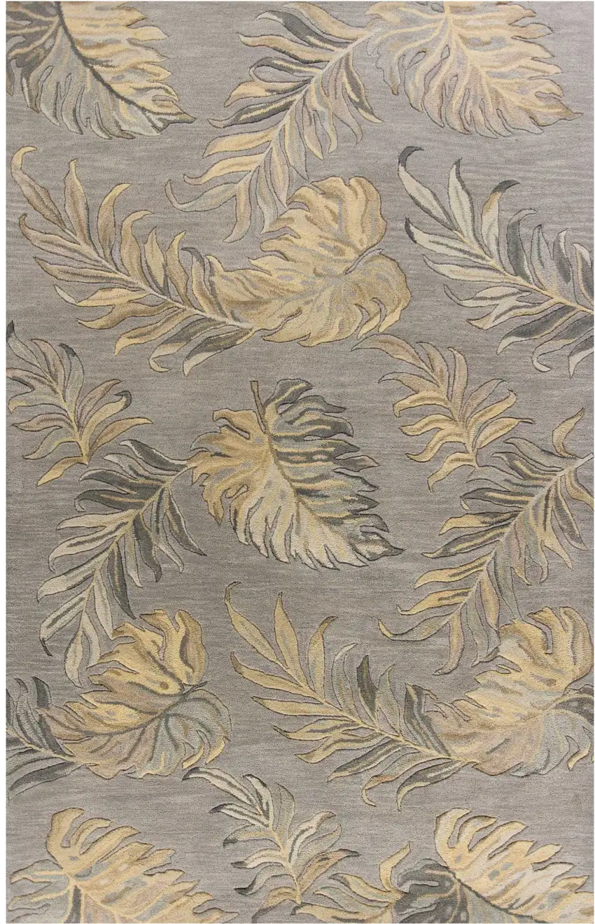 Grey Hand Tufted Tropical Palms Indoor Area Rug Photo 2