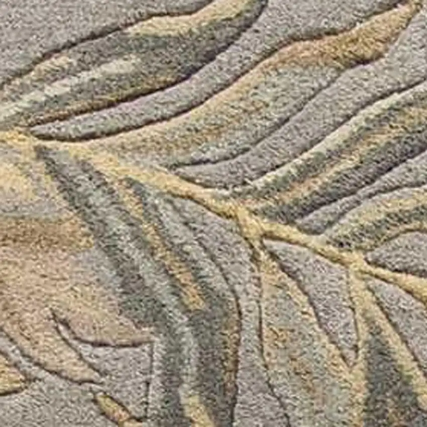 Gray And Taupe Wool Botanical Leaves Hand Tufted Area Rug Photo 4