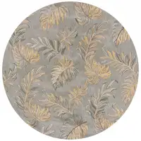 Photo of Grey Hand Tufted Tropical Palms Round Indoor Area Rug