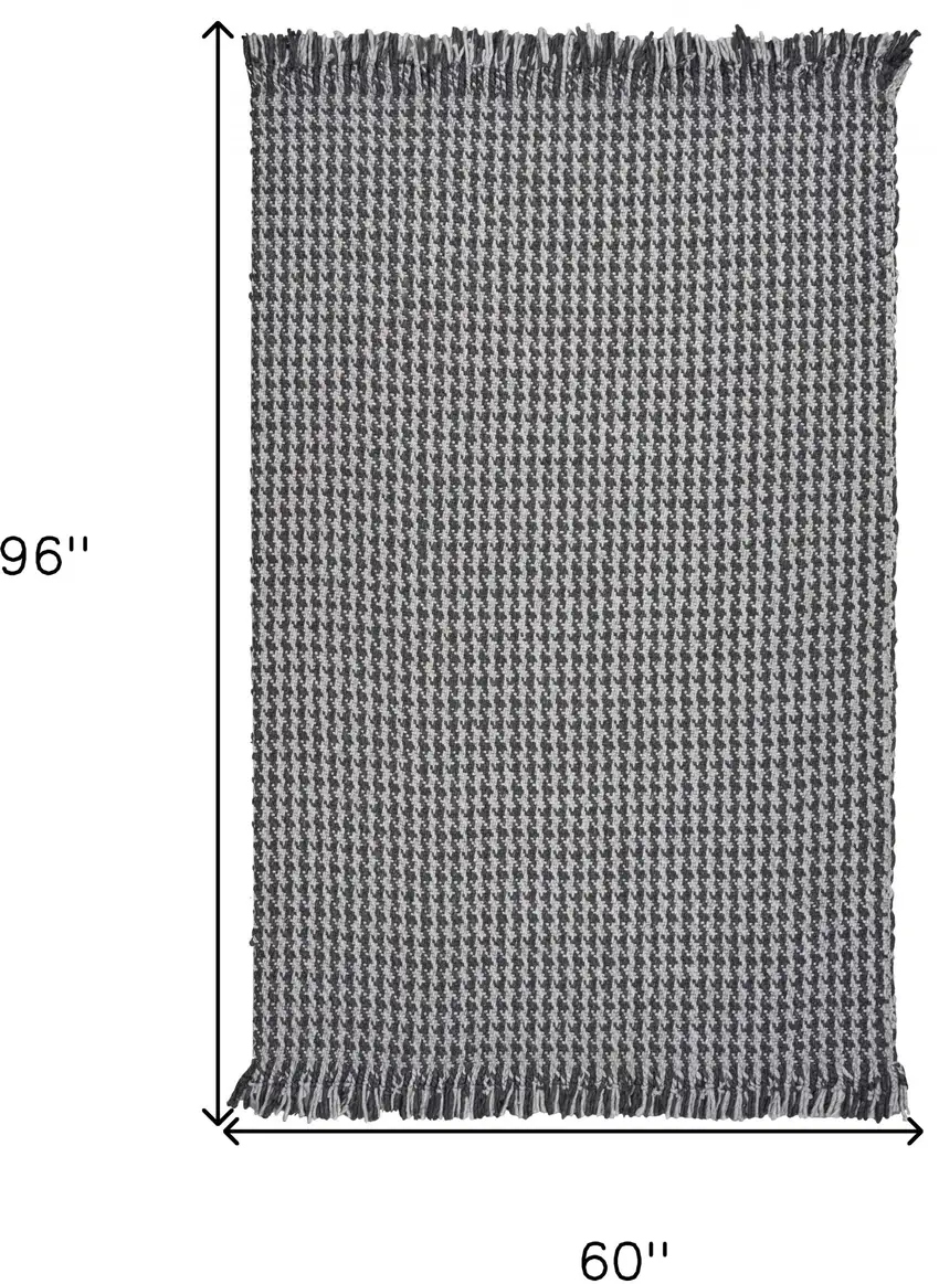 Grey Hand Woven Houndstooth Indoor Area Rug Photo 7