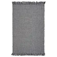 Photo of Grey Hand Woven Houndstooth With Braided Fringe Indoor Area Rug