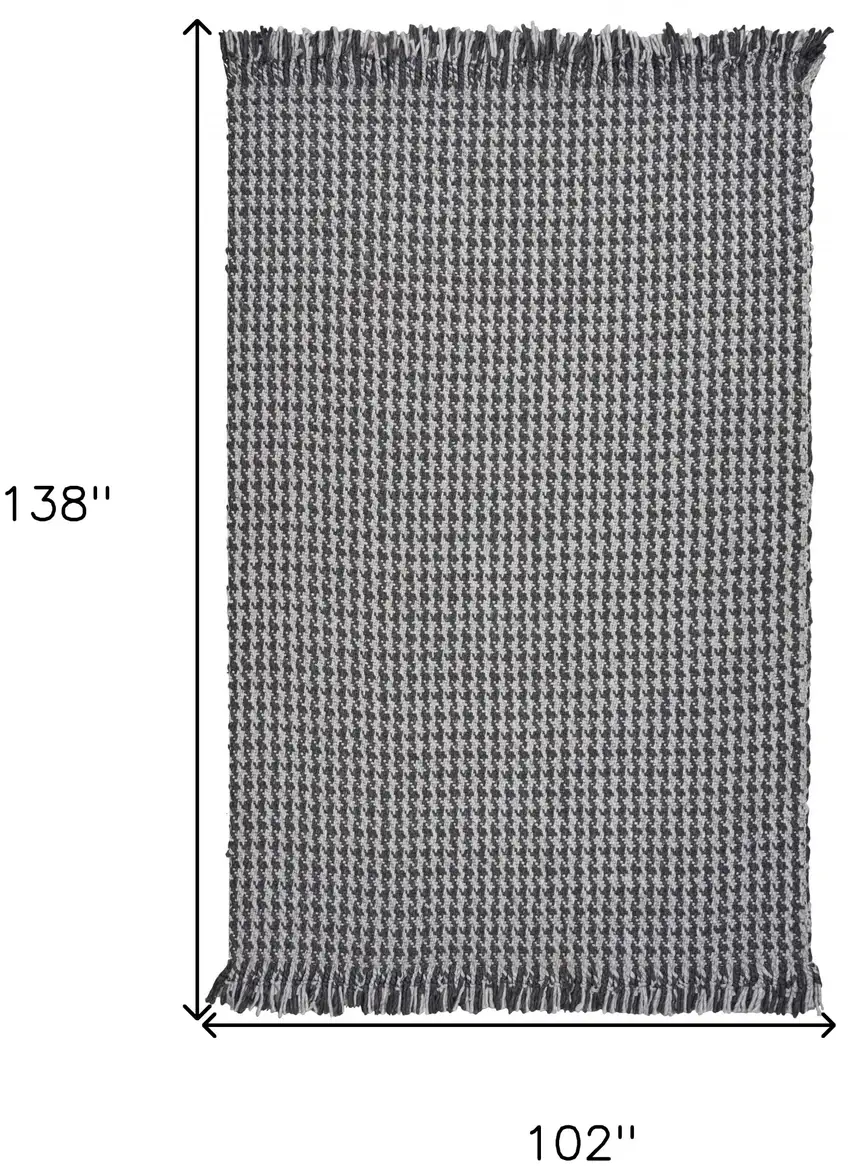 Grey Hand Woven Houndstooth With Braided Fringe Indoor Area Rug Photo 7