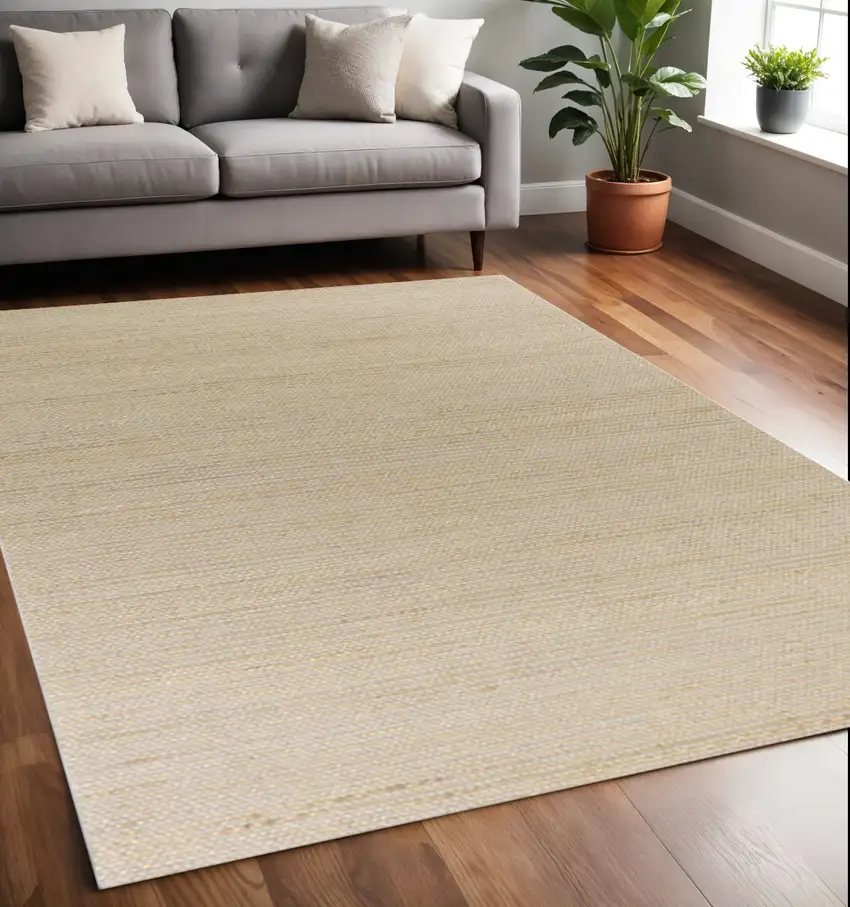 Tan And Ivory Hand Woven Area Rug Photo 2