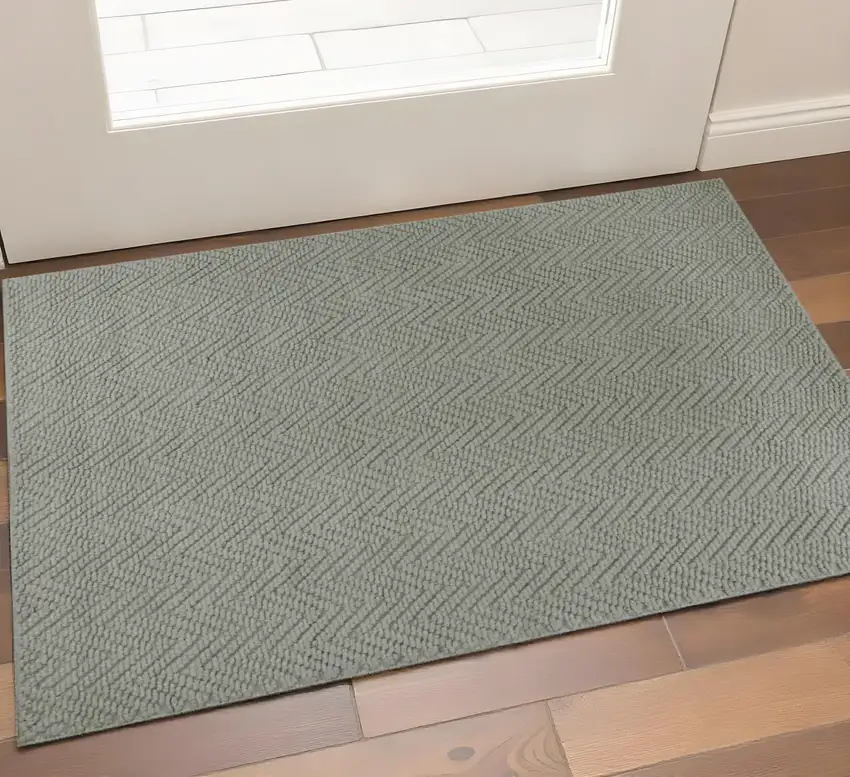 Gray Jute Chevron Hand Woven Area Rug Photo 1