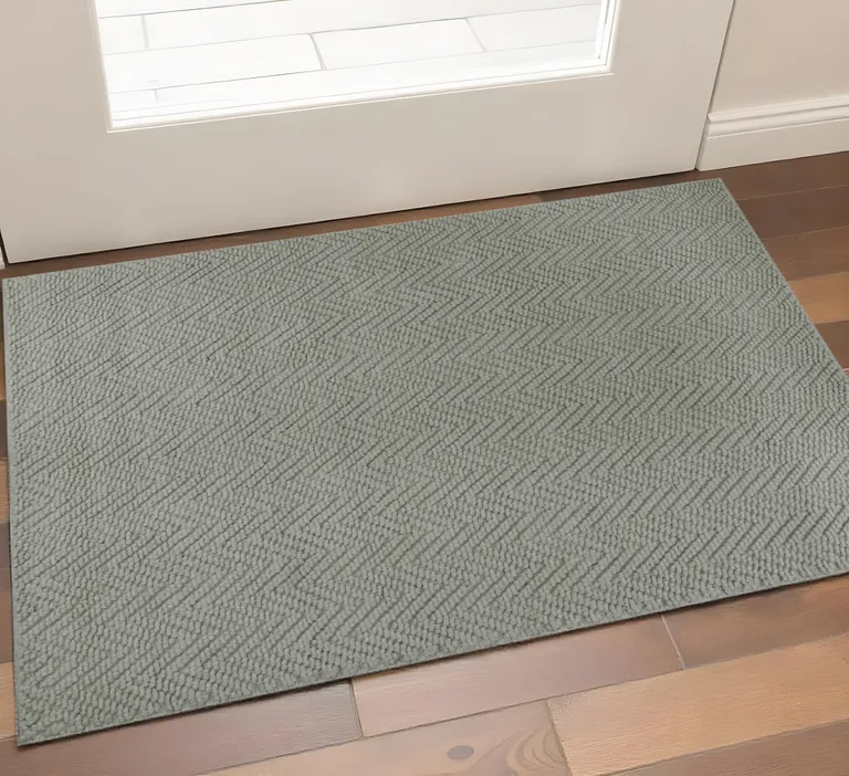 Grey Heather Hand Woven Herringbone Jute Indoor Accent Rug Photo 5