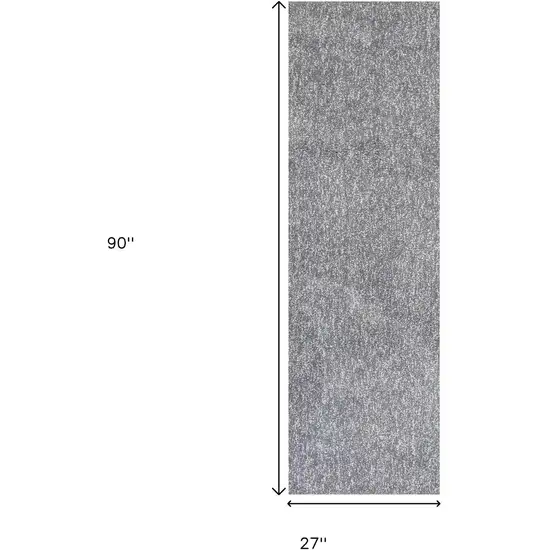 8' Gray Shag Hand Woven Runner Rug Photo 5