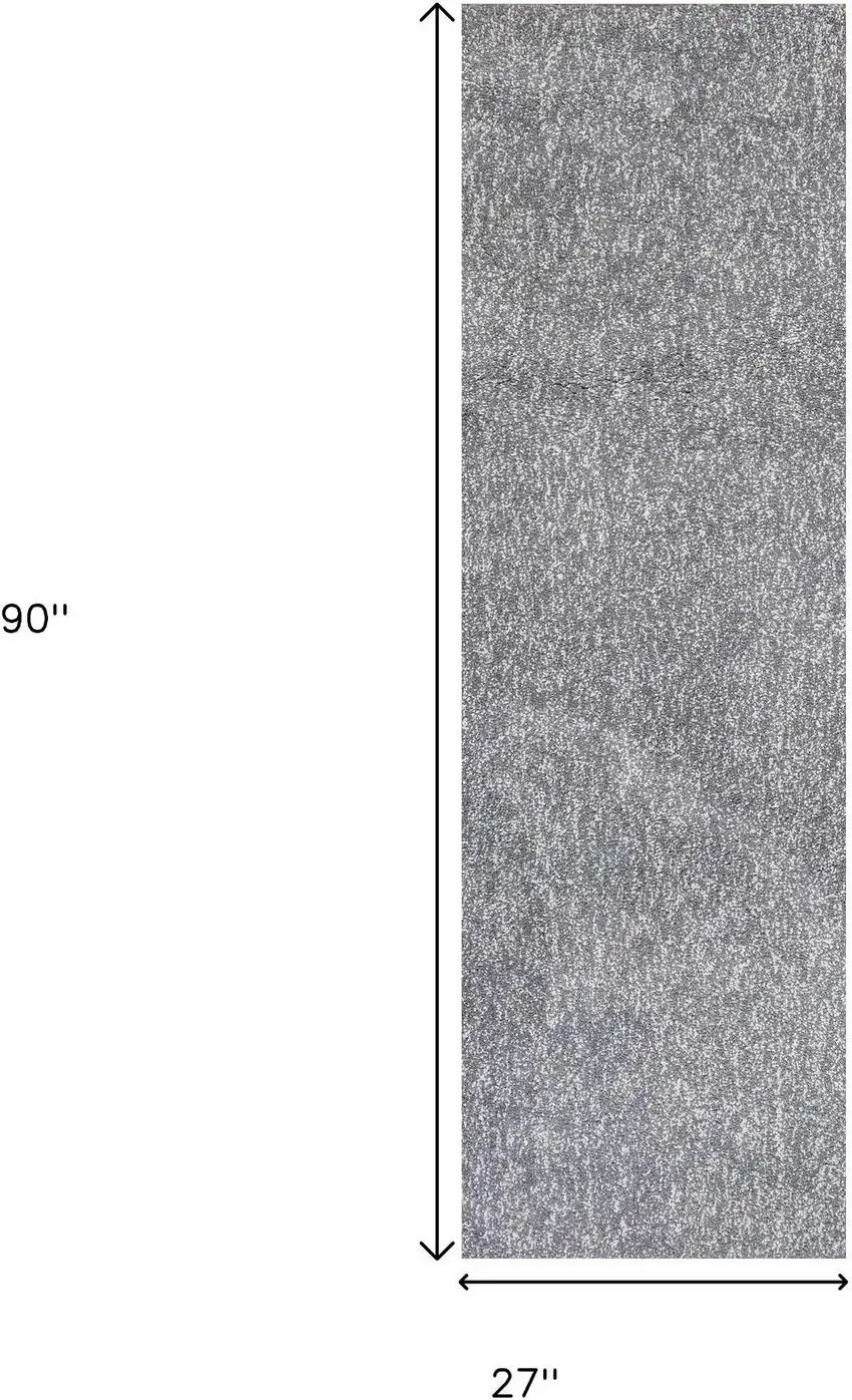 8' Gray Shag Hand Woven Runner Rug Photo 5