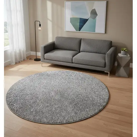8' Gray Round Hand Woven Area Rug Photo 1