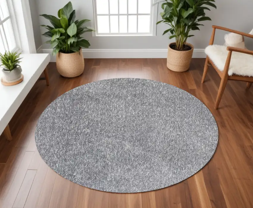8' Gray Round Hand Woven Area Rug Photo 1