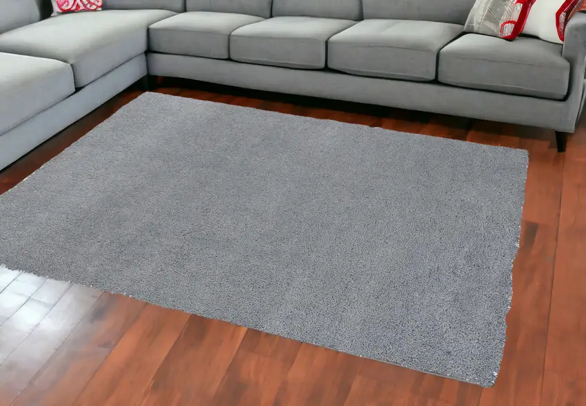 8'X10' Grey Indoor Shag Rug Photo 1