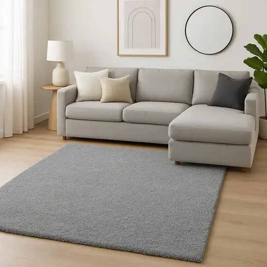 Gray Shag Hand Woven Area Rug Photo 1