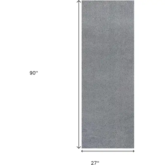 8' Gray Shag Hand Woven Runner Rug Photo 5