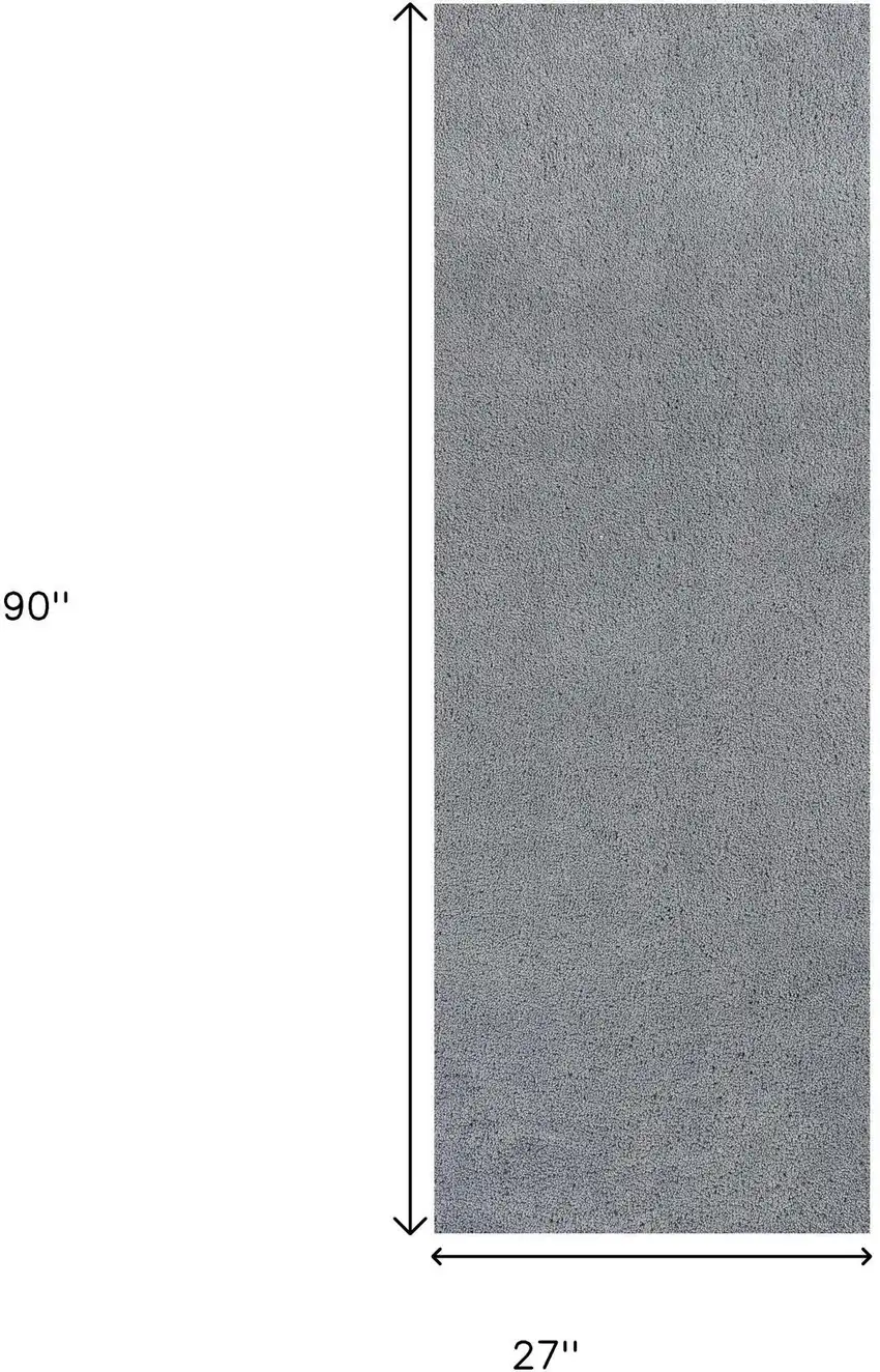 8' Gray Shag Hand Woven Runner Rug Photo 5