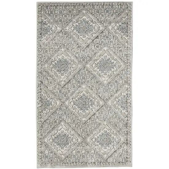 Grey Ivory And Blue Southwestern Power Loom Non Skid Area Rug Photo 8